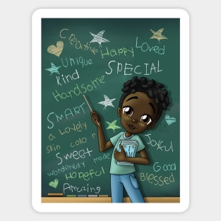 Black Boy and Positive Words Sticker